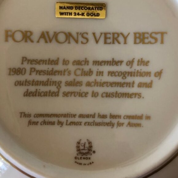 LENOX AVON Very Best President's Club Bowl Hand Decorated 24 kt Gold Fin… - Picture 6 of 15